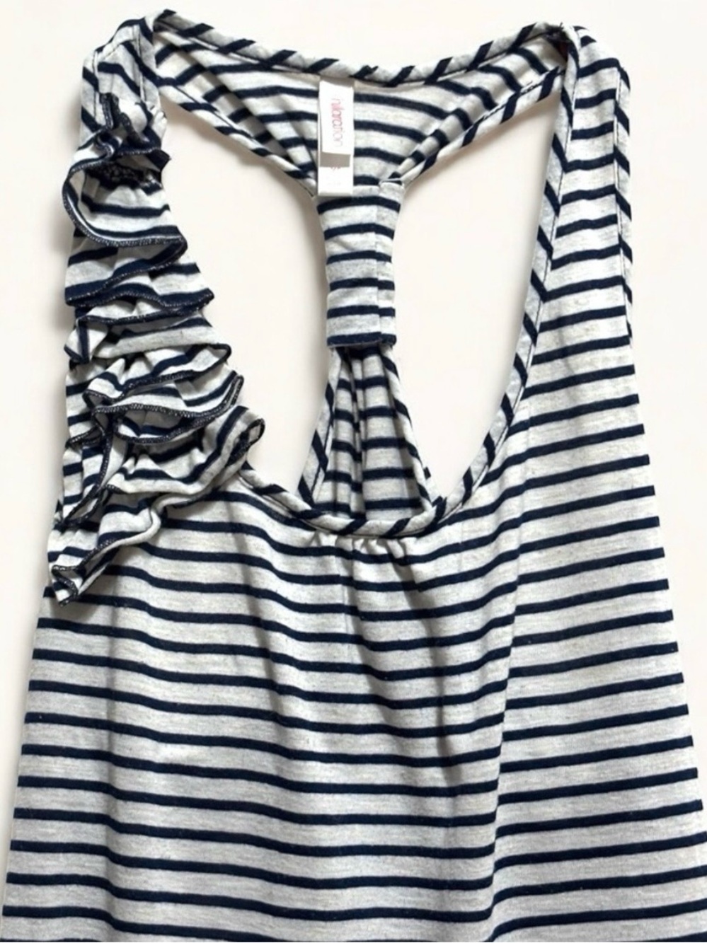 Striped Racerback Top with Ruffle Detail - Picture 2 of 10